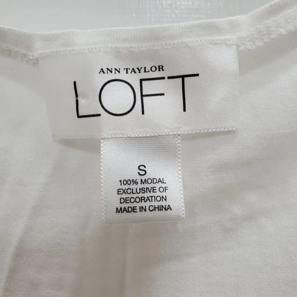 Ann Taylor LOFT Women's White Super Soft 100% Modal Crochet Neck Tank Top Size S - Picture 5 of 5
